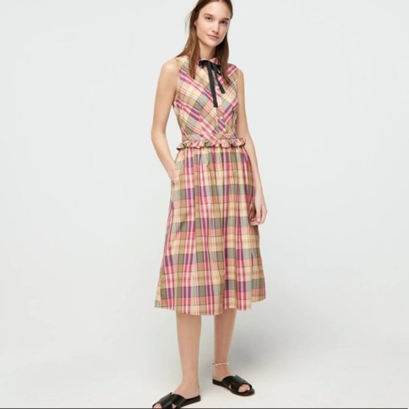 J.Crew Shirtdress in plaid with removable necktie-AK242 - Picture 3 of 5
